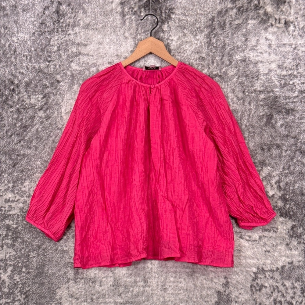 Cos Bright Pink Fuschia Crinkle Blouse